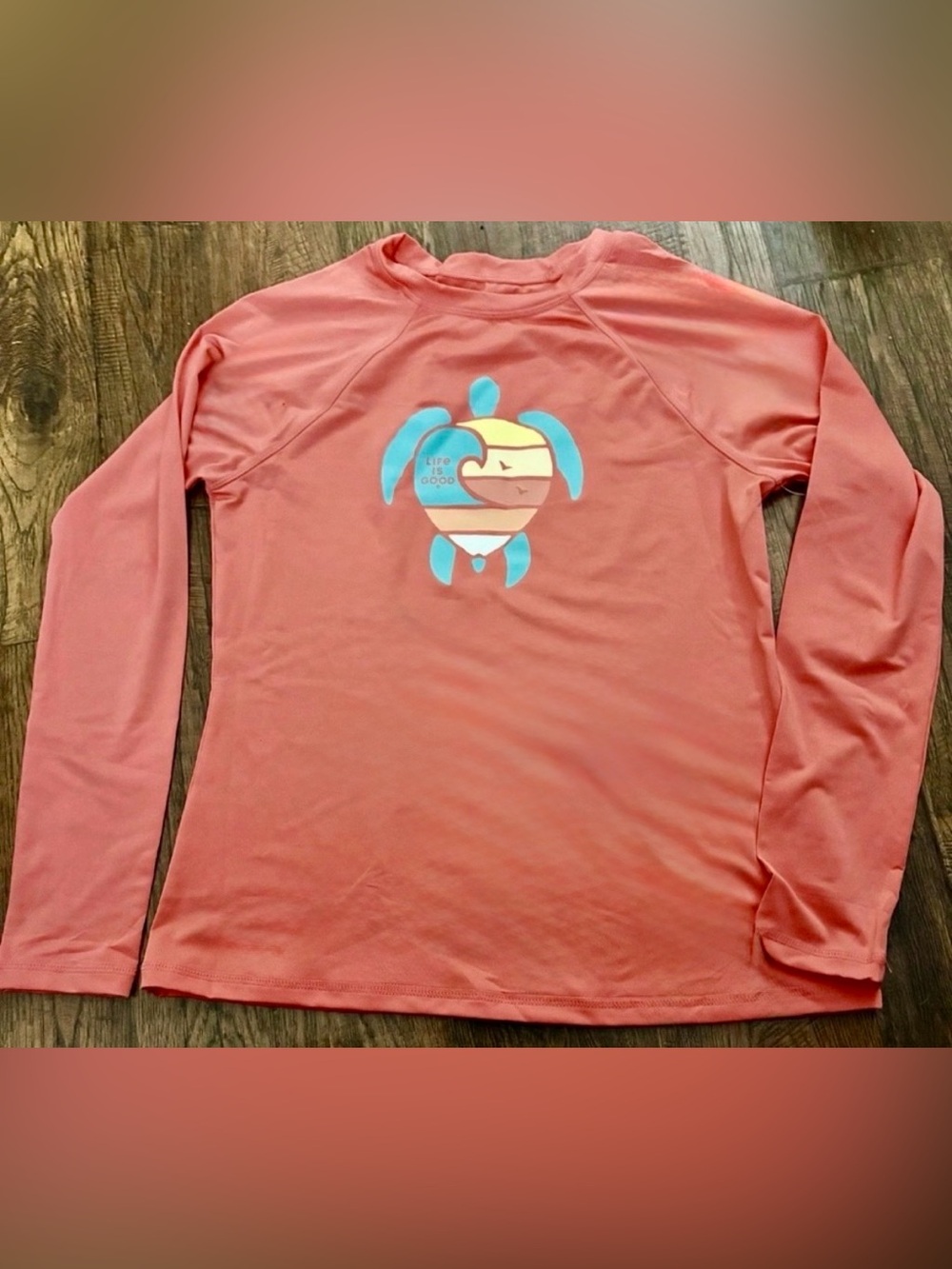 NEW Life is Good Women's Long Sleeve Rash Guard Sea Turtle UPF 50+ Sz Small